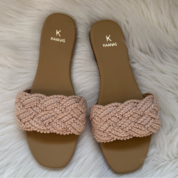 New Kaanas Pansy Chunky Braided Slides Woven Jute - Picture 2 of 3